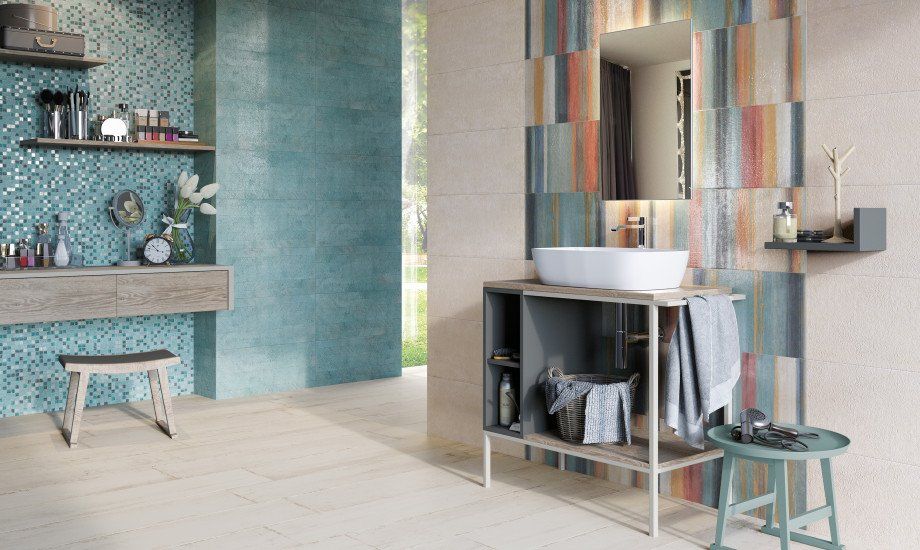 Pavimento e rivestimento bagno in gres porcellanato della serie Raku di Naxos ceramiche