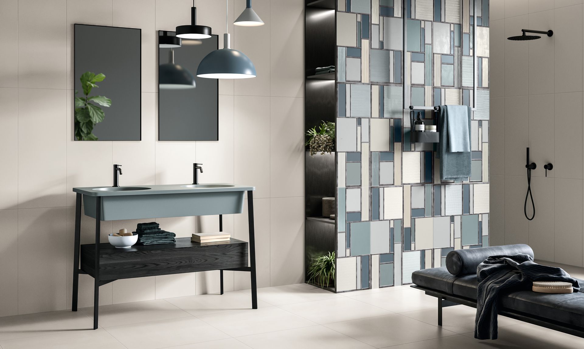 Pavimento e rivestimento in gres porcellanato serie Hub di ceramiche Naxos