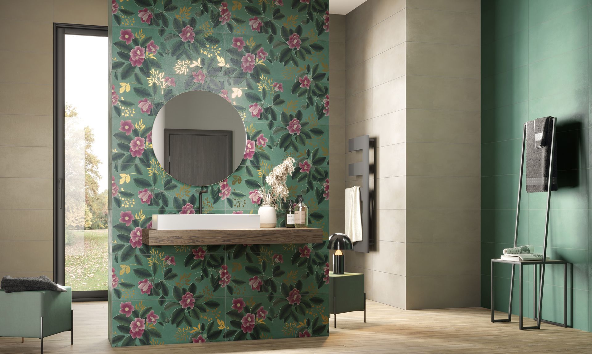 Pavimento e rivestimento bagno in gres porcellanato della serie Tuscany di Naxos ceramiche