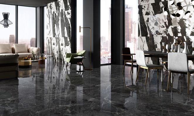 pavimento  e rivestimento in gres porcellanato effetto marmo di monocibec serie arcadia