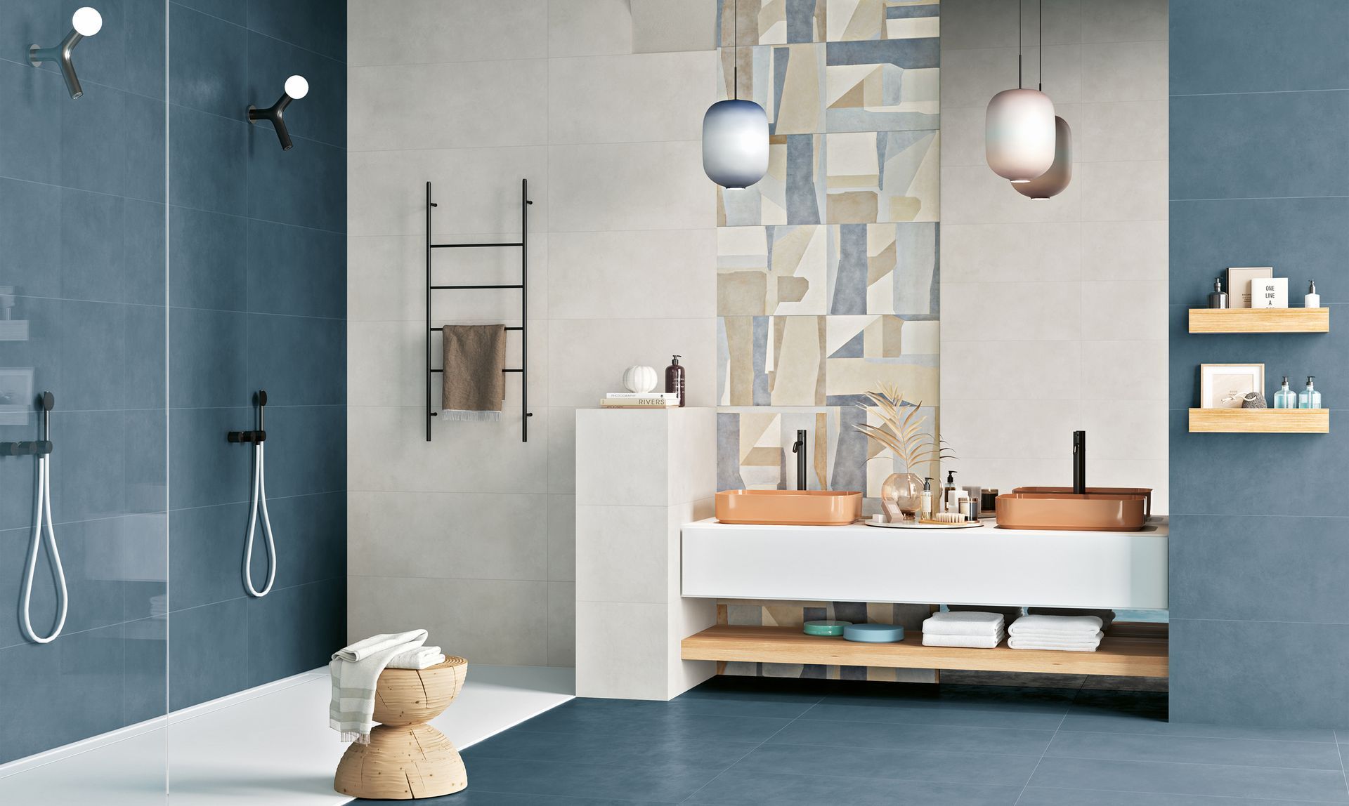 Pavimento e rivestimento bagno in gres porcellanato serie Chromatica di Naxos Ceramiche