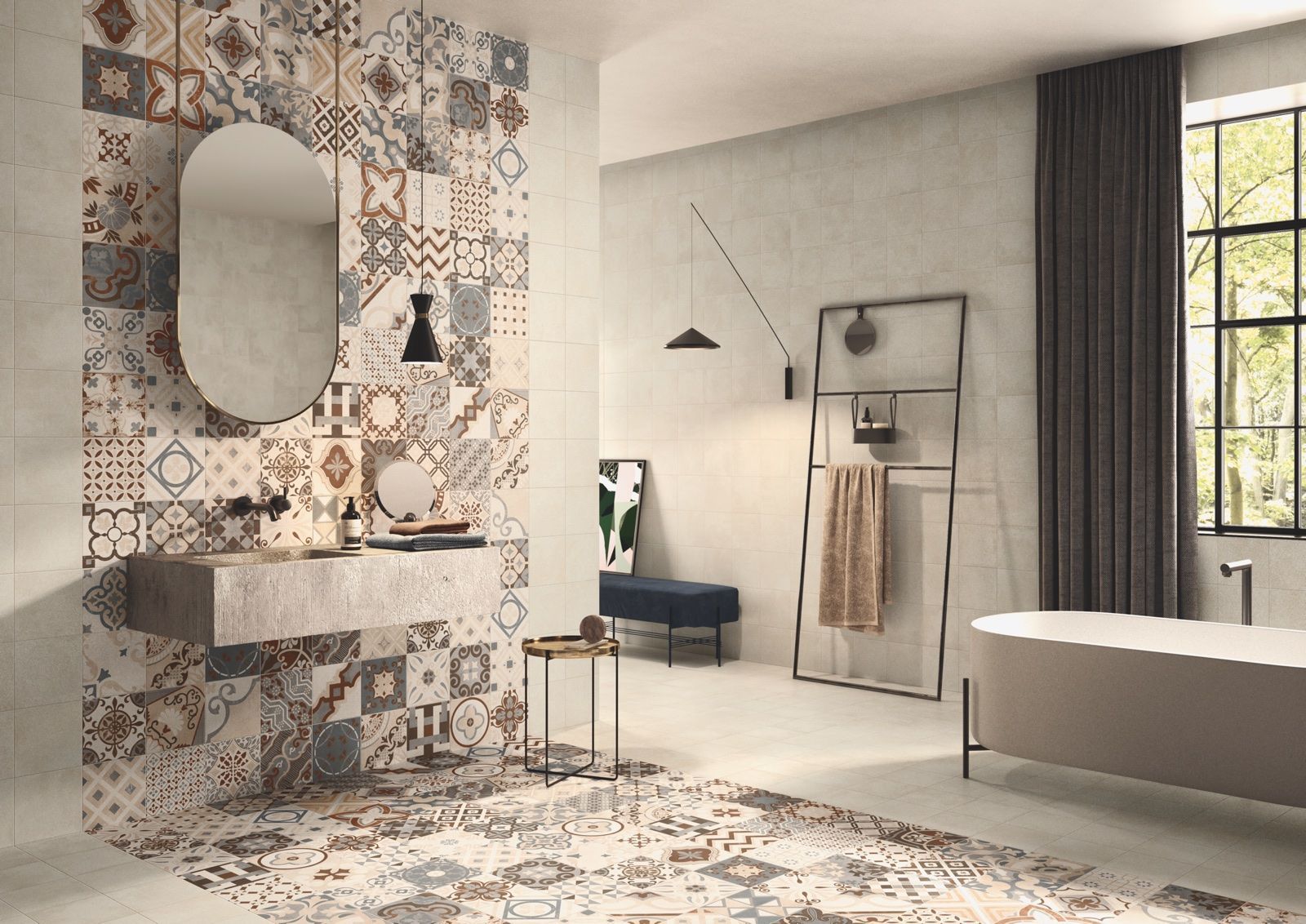 Pavimento e rivestimento in gres porcellanato cementina di Casalgrande Padana