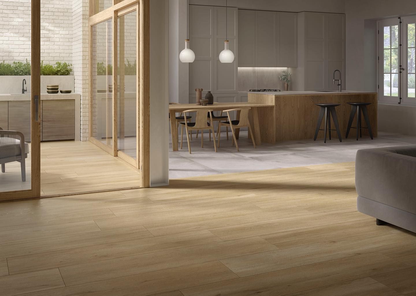 Pavimento e rivestimento in gres porcellanato di Tuscania ceramiche effetto legno