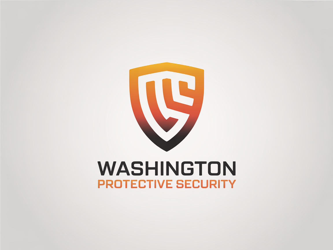 Washington Protective Security logo with gold and red shield icon on a light background