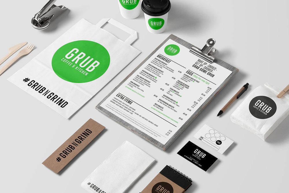 a mockup of a menu for a restaurant called grub .
