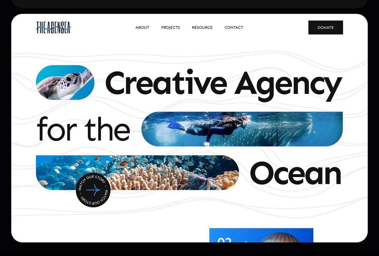 a screenshot of a website for a creative agency for the ocean .