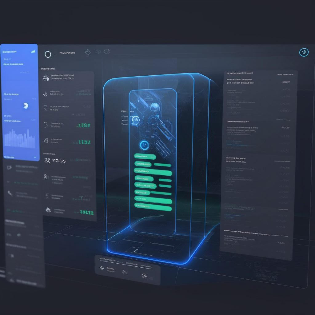 a computer monitor shows a glowing computer in a glass case .