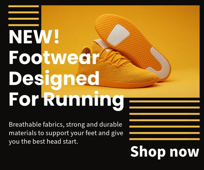 a pair of yellow shoes on a yellow background with the words `` new footwear designed for running '' .