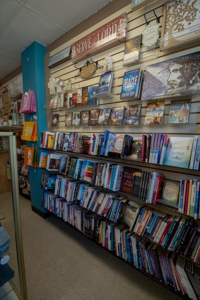 A book store with a sign that says 