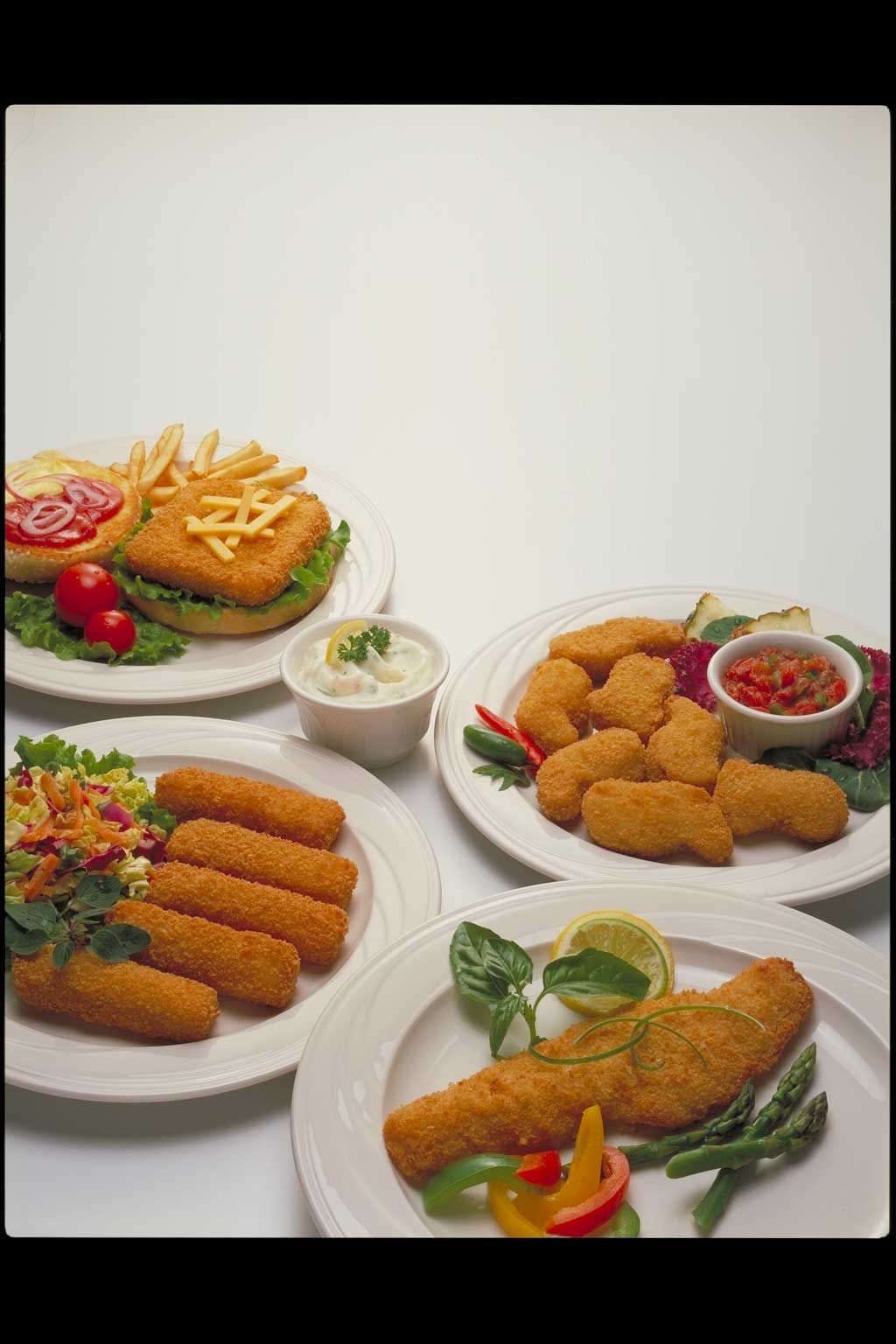 There are many different types of food on the plates.