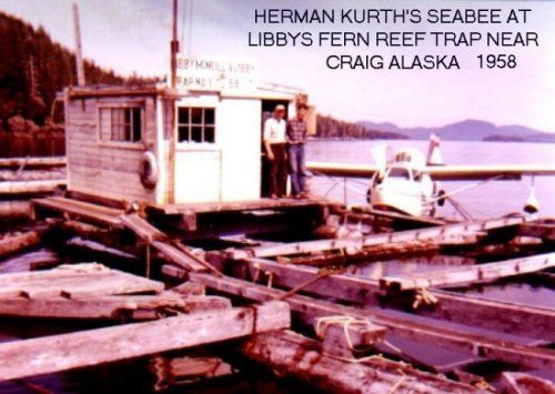 Herman kurth 's seabee at libby 's fern reef trap near craig alaska 1958