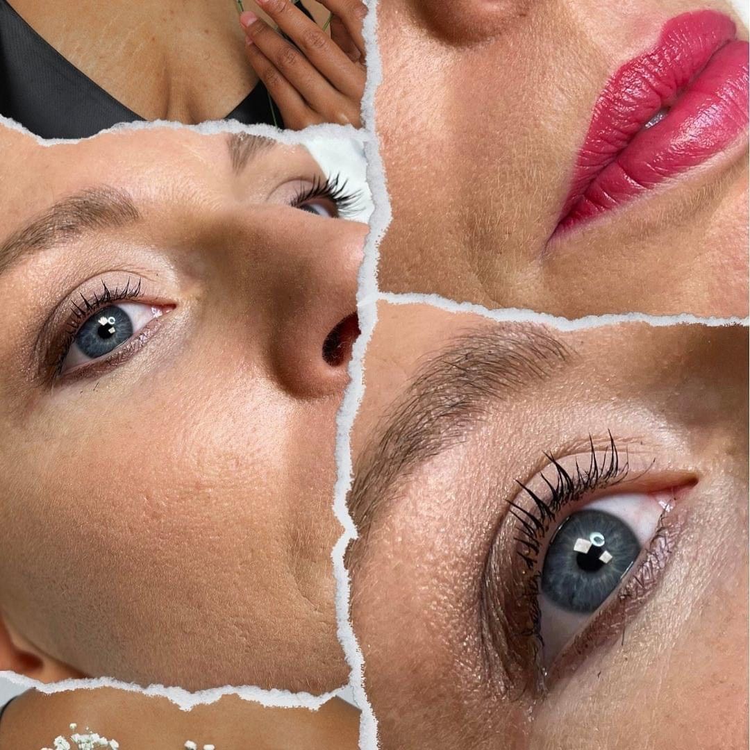 Une femme se fait maquiller par un maquilleur.