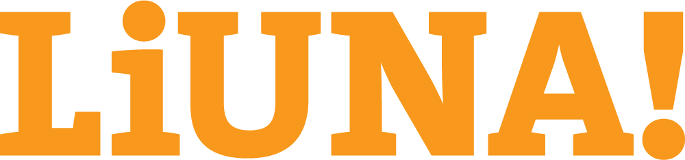 The word liuna is written in orange letters on a white background
