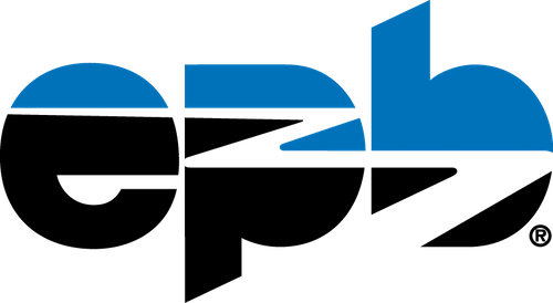 A blue and black logo for a company called cpb.