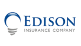 Logo for Edison Insurance Company, with a stylized lightbulb in blue and gray.