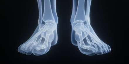 Röntgenfoto van een paar voeten.