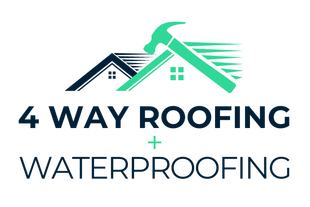 A logo for a company called 4 way roofing and waterproofing.