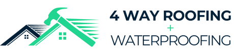 A logo for a company called 4 way roofing and waterproofing.