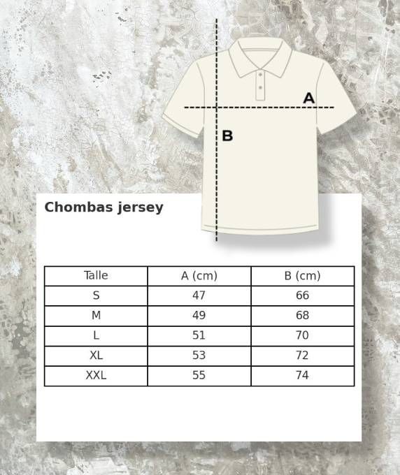 Una tabla que muestra las medidas de una camiseta de Chompas.