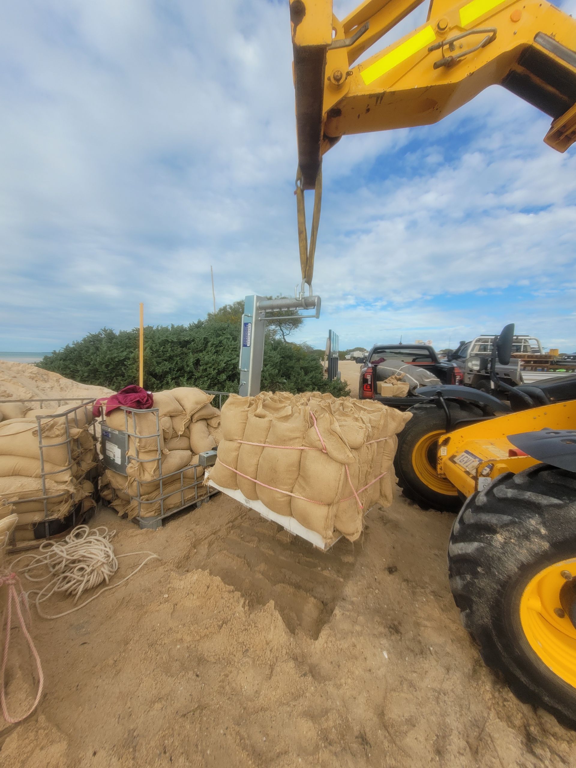 hessian sandbags read for seagrass in Shark Bay