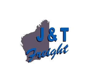 A logo for j & t freight with a map in the background