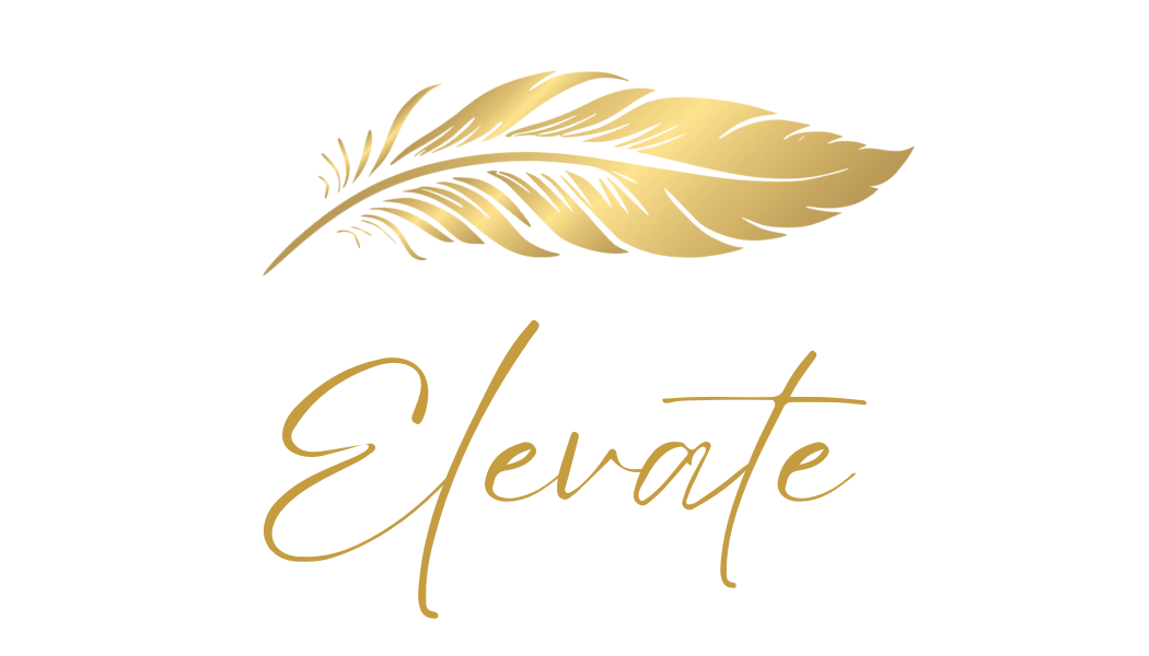 Elevate logo with a gold feather