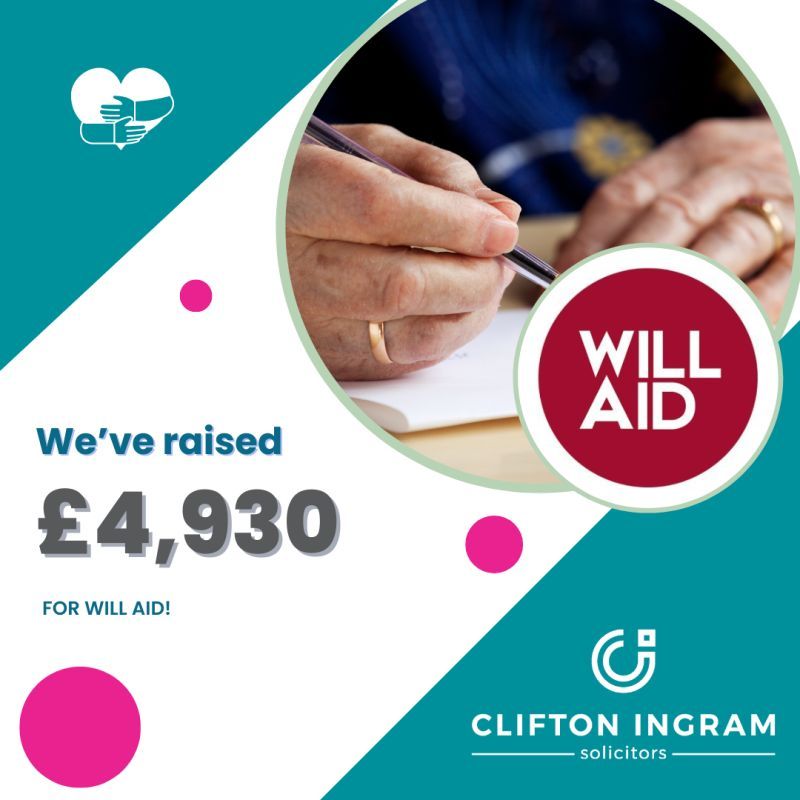 An advertisement for will aid by clifton ingram solicitors