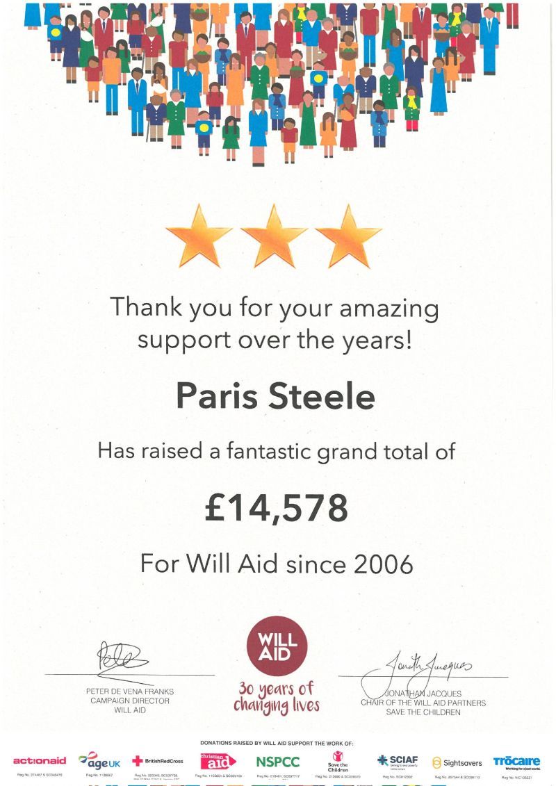 A certificate that says `` thank you for your amazing support over the years ! ''