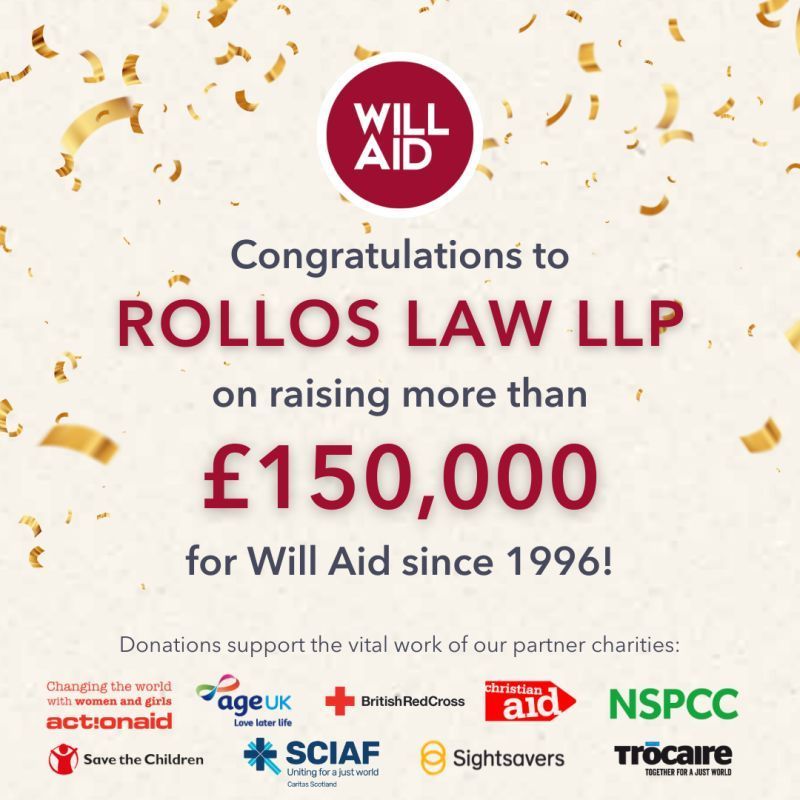 Congratulations to rollos law llp on raising more than £ 150,000 for will aid since 1996