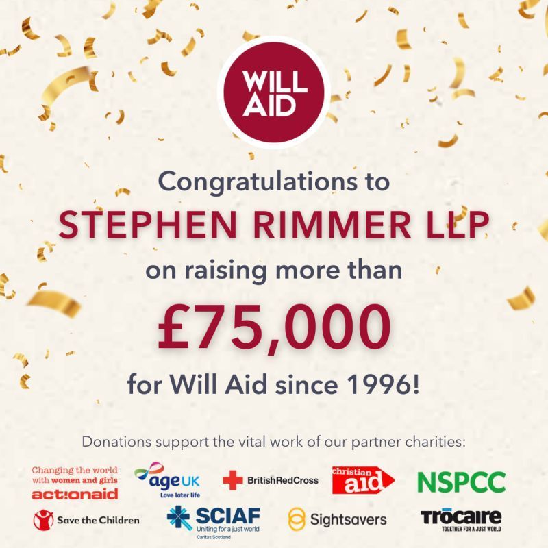 Congratulations to stephen rimmer llp on raising more than £75,000 for will aid since 1996