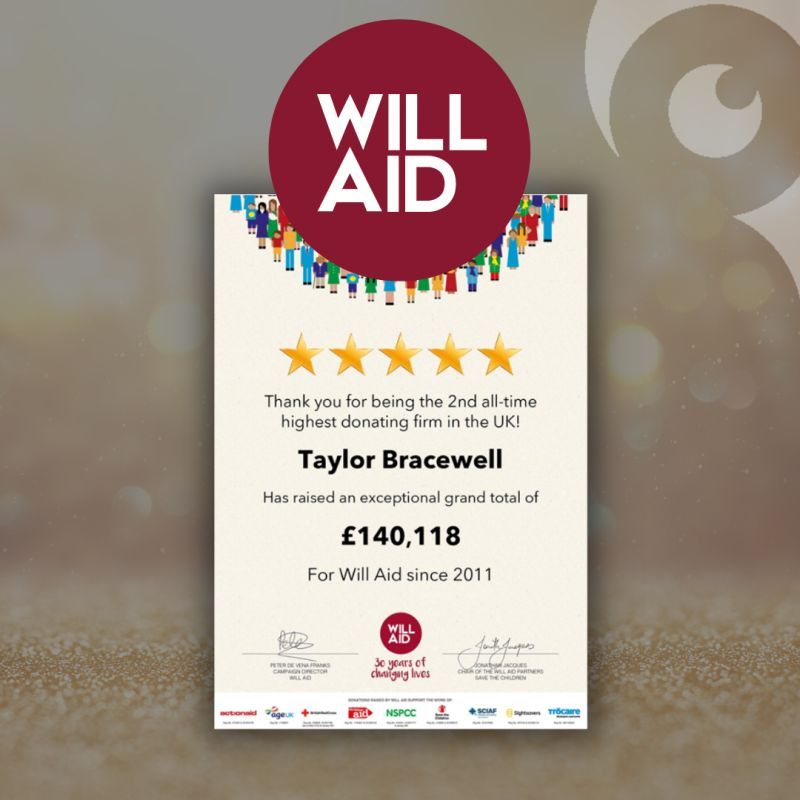A will aid certificate for taylor bracewell