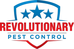 revolutionary pest control shows a shield with three stars on it.