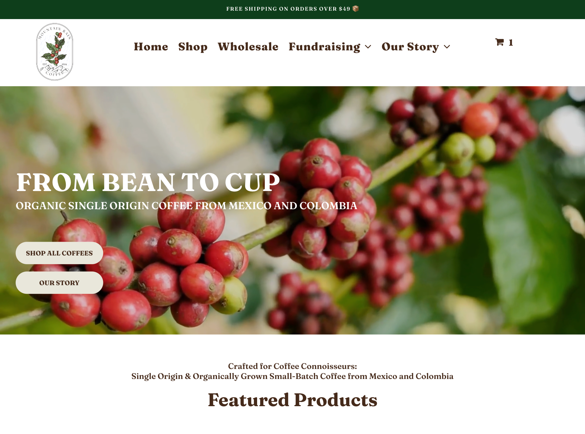 A screenshot of a website called from bean to cup.