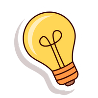 A cartoon illustration of a light bulb on a white background.