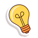A cartoon illustration of a light bulb on a white background.