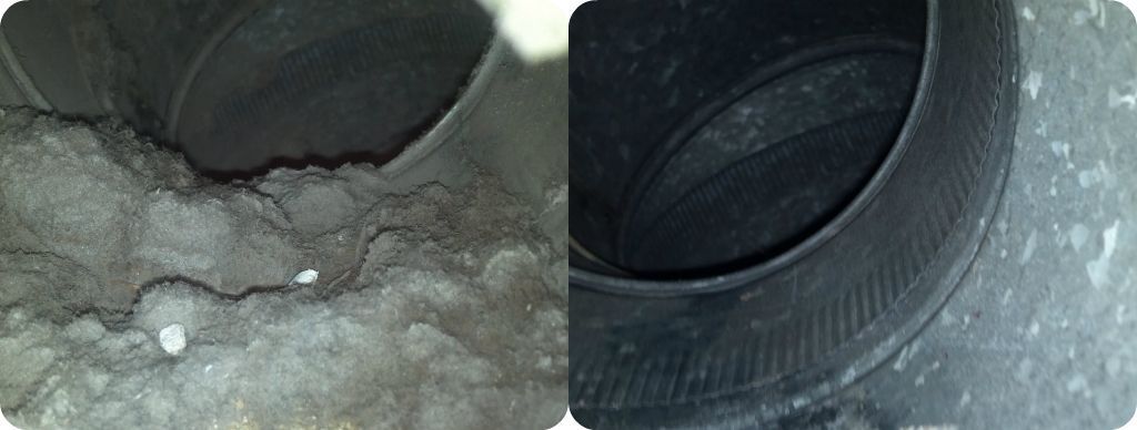 Before and After Picture of a Dirty Duct — Grand Island, NE — D&m Air Duct Cleaning