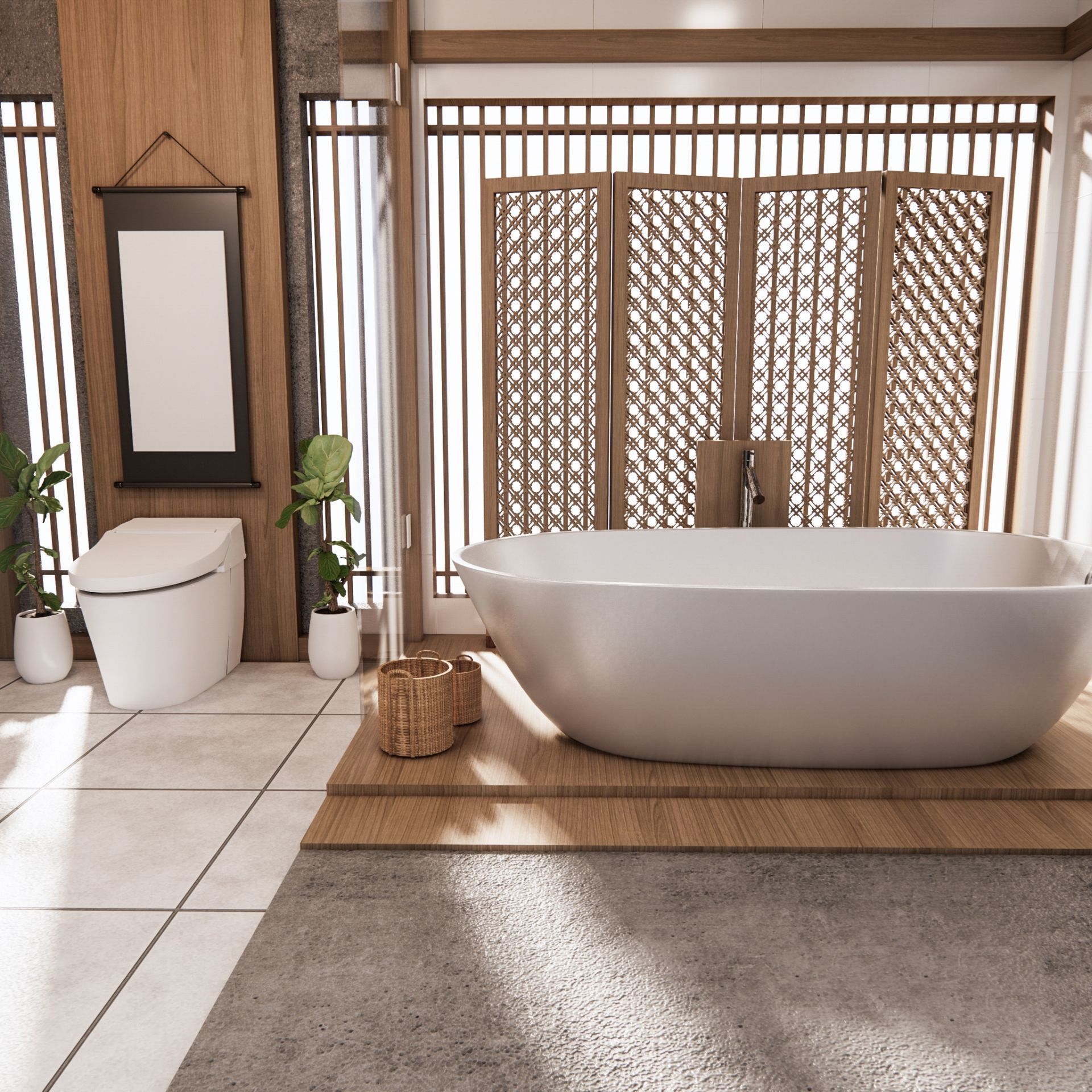 A bathroom with a large bathtub and a toilet