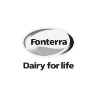 Fonterra logo with the brand name in a grey oval shape. The slogan