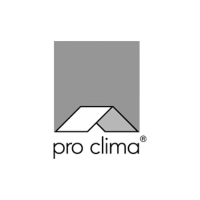 Pro Clima logo: gray square above a white and gray roof-like shape;