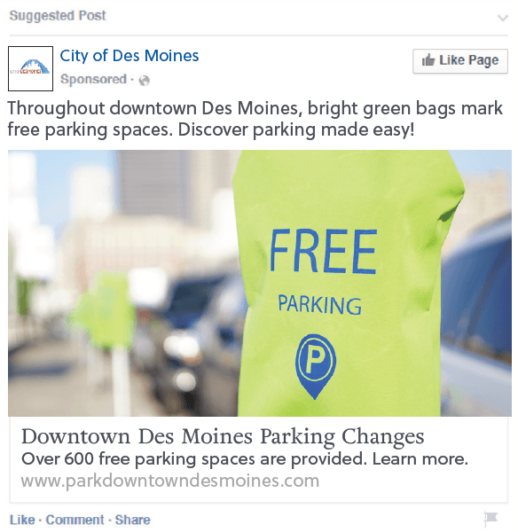 Sample social media from park downtown campaign