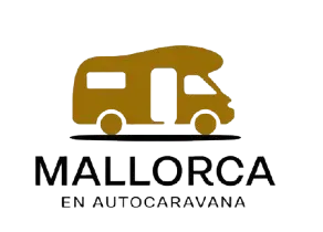 Un logotipo para Mallorca en autocaravana con una autocaravana en él.