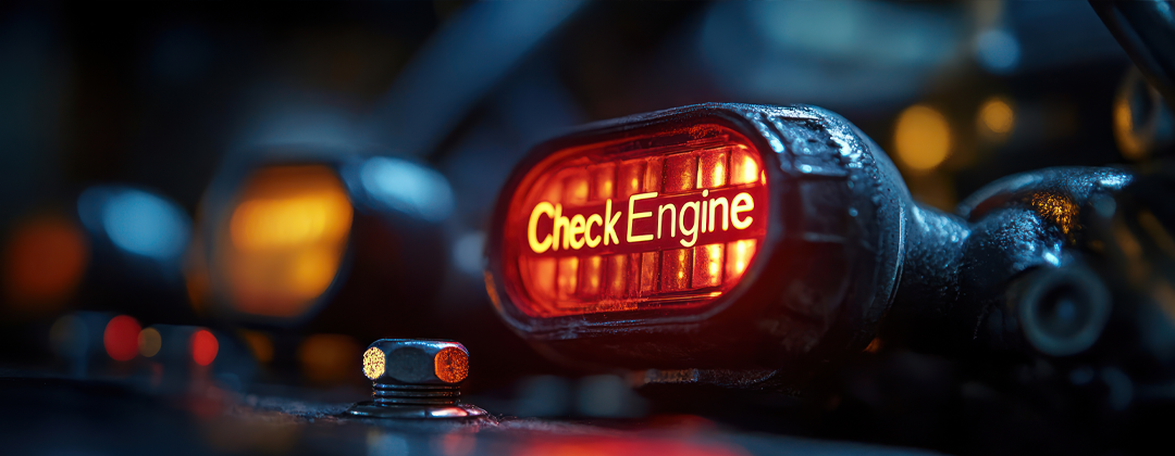 Honda dashboard showing check engine warning light