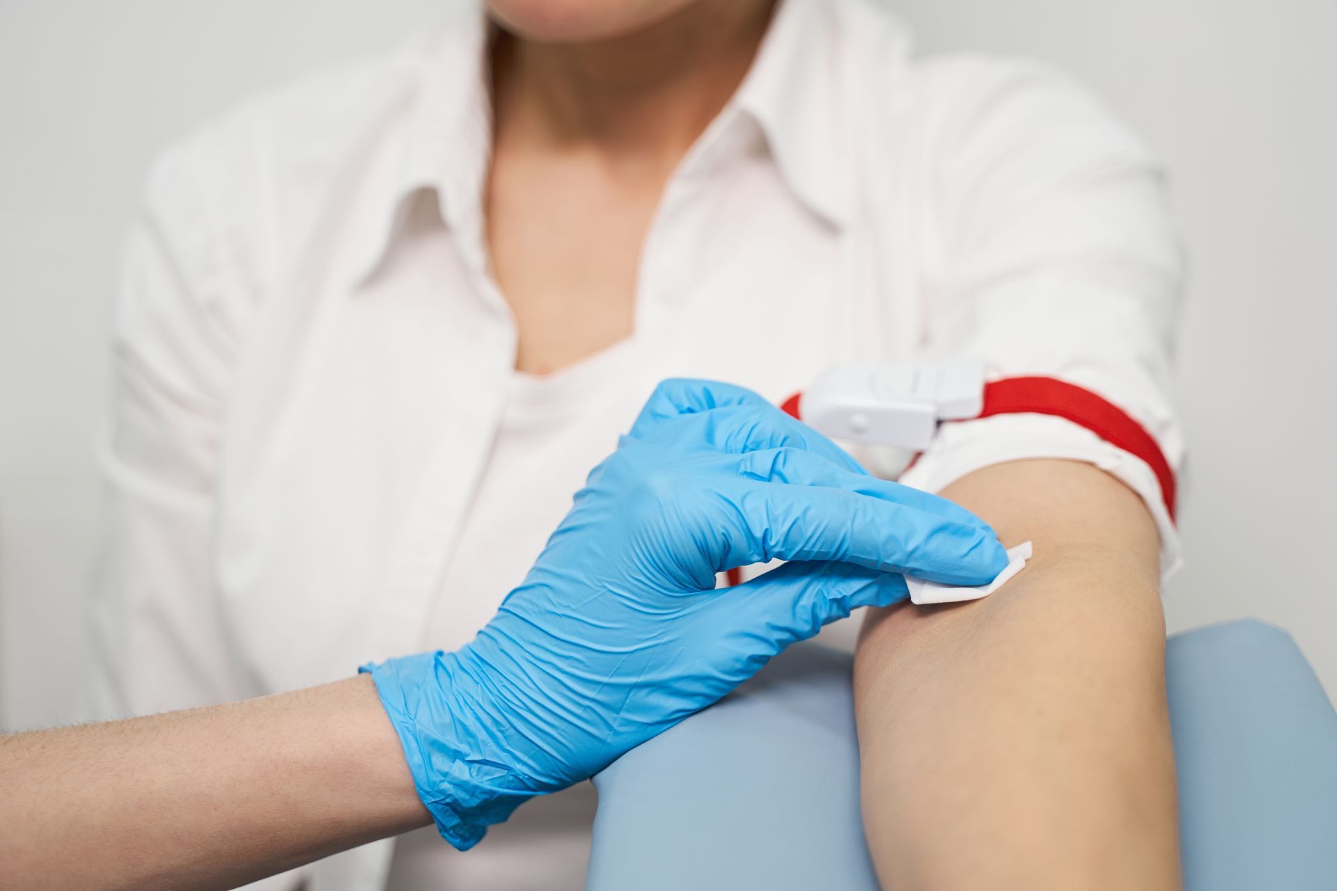 a swab on arm