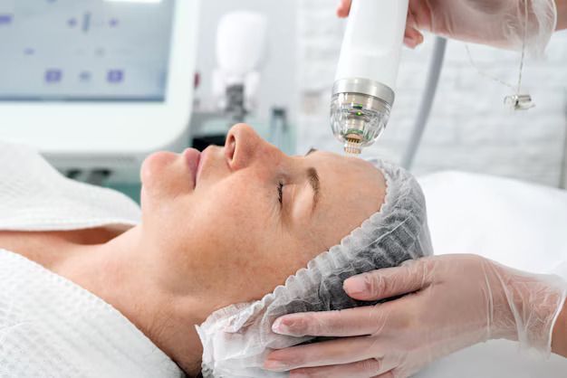 A woman is getting a facial treatment at a beauty salon.