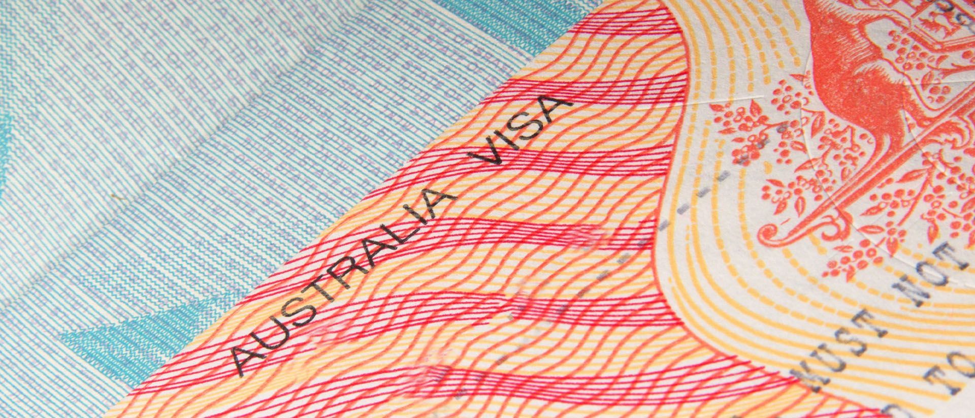 A close up of an australian visa with a kangaroo on it