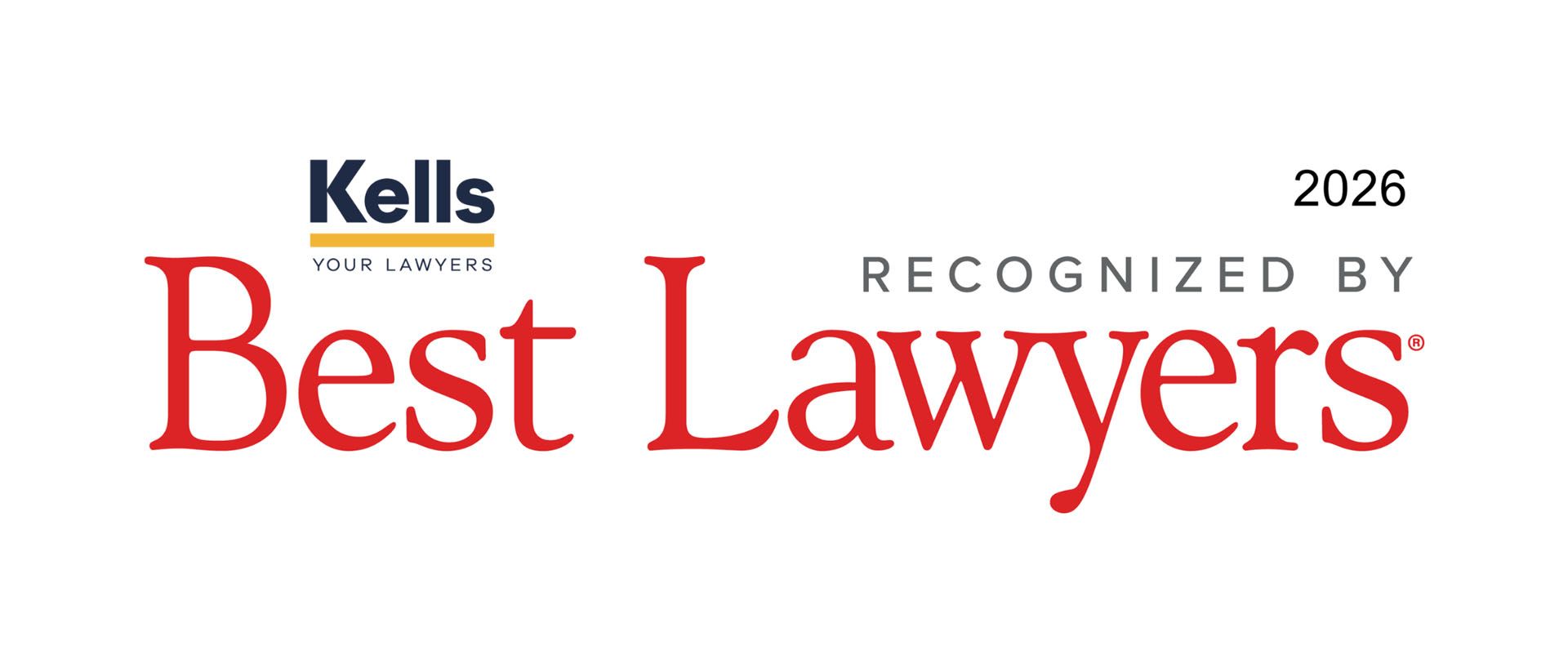 A sign that says Kells best lawyers recognized by 2026