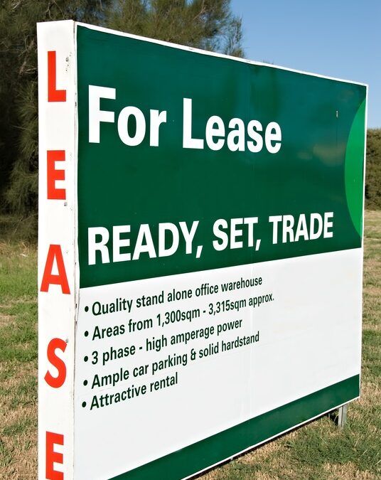a green and white sign that says for lease ready set trade