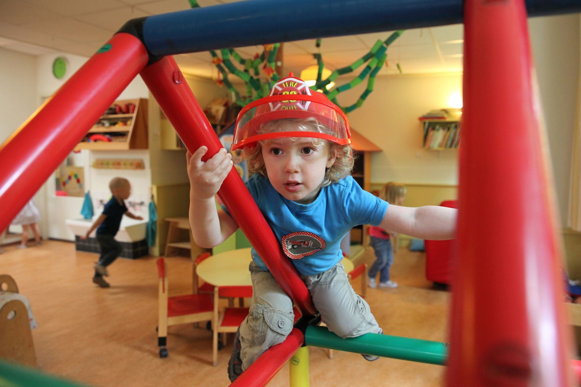 a child playing inside a daycare centre
