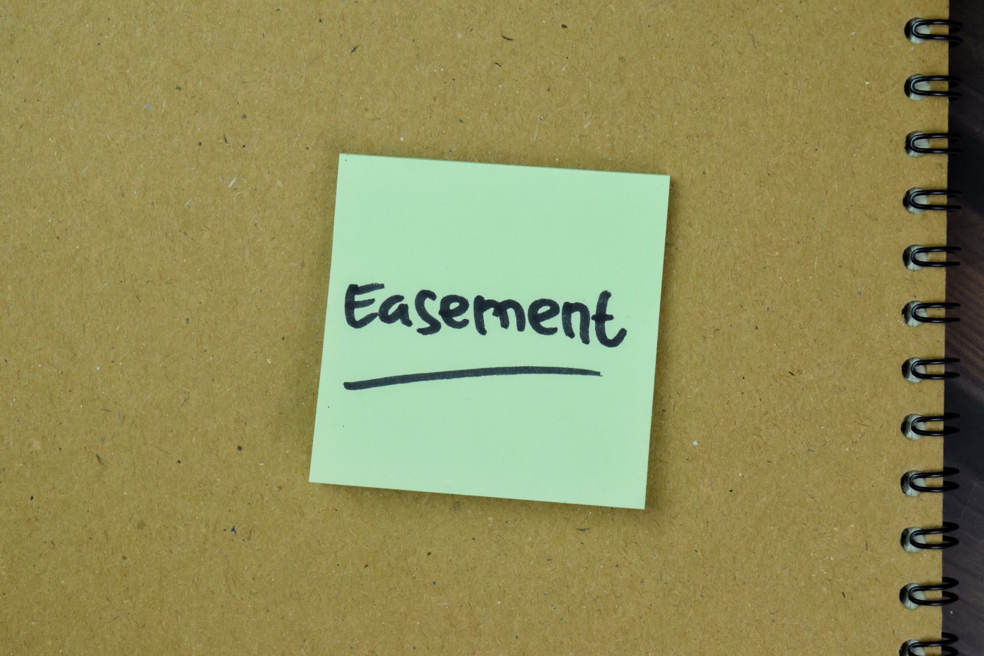 A sticky note with the word easement written on it