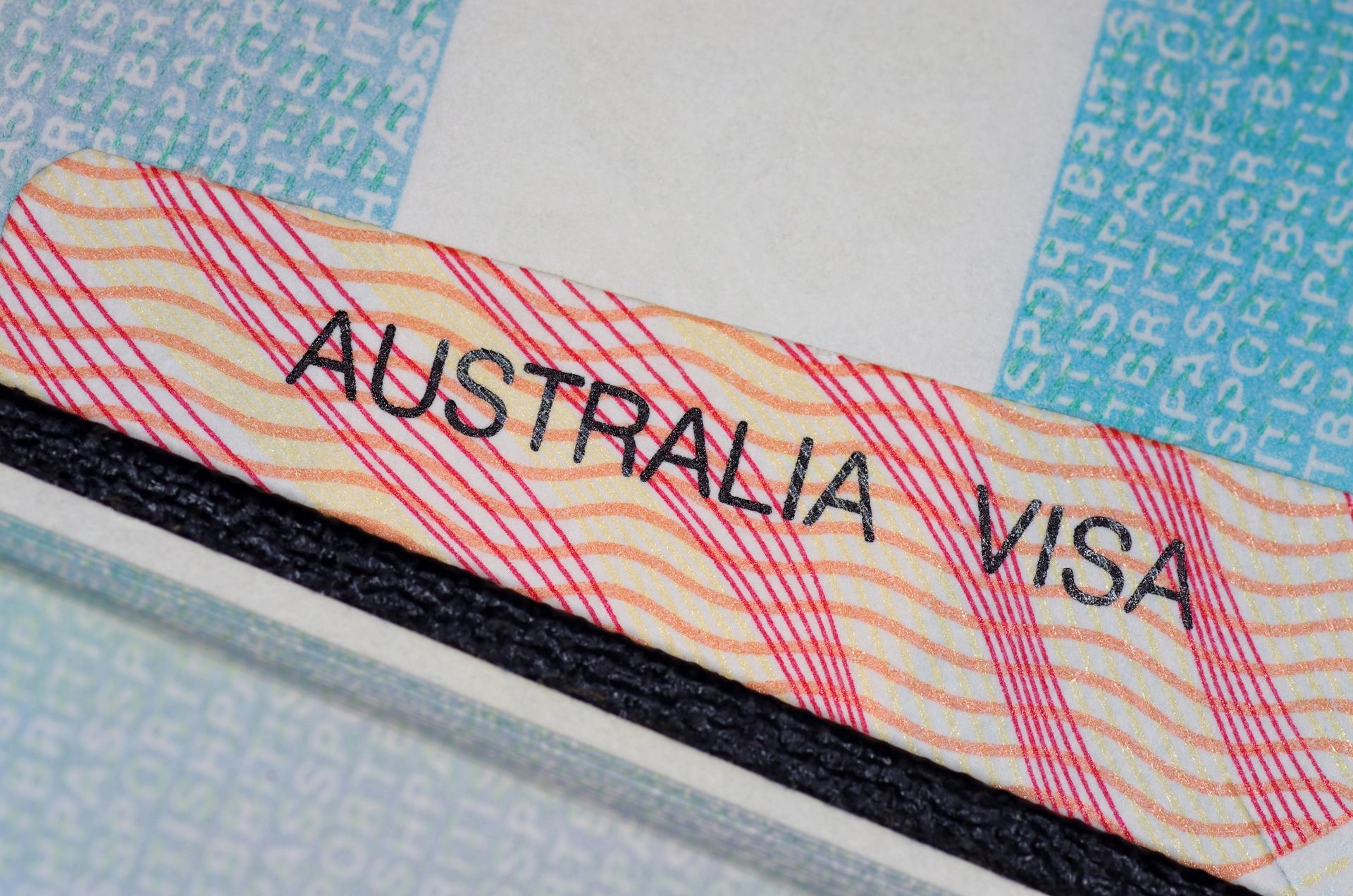 A close up of an Australian visa